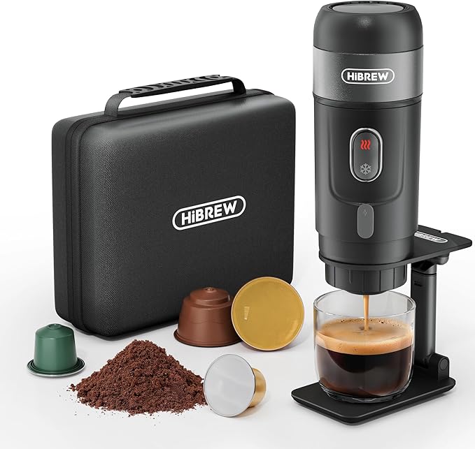 HiBREW Portable Coffee Machine for Car & Home,DC12V  Expresso Coffee Maker Fit Nexpresso Dolce  Pod Capsule  Coffee Powder H4A IPSILONE