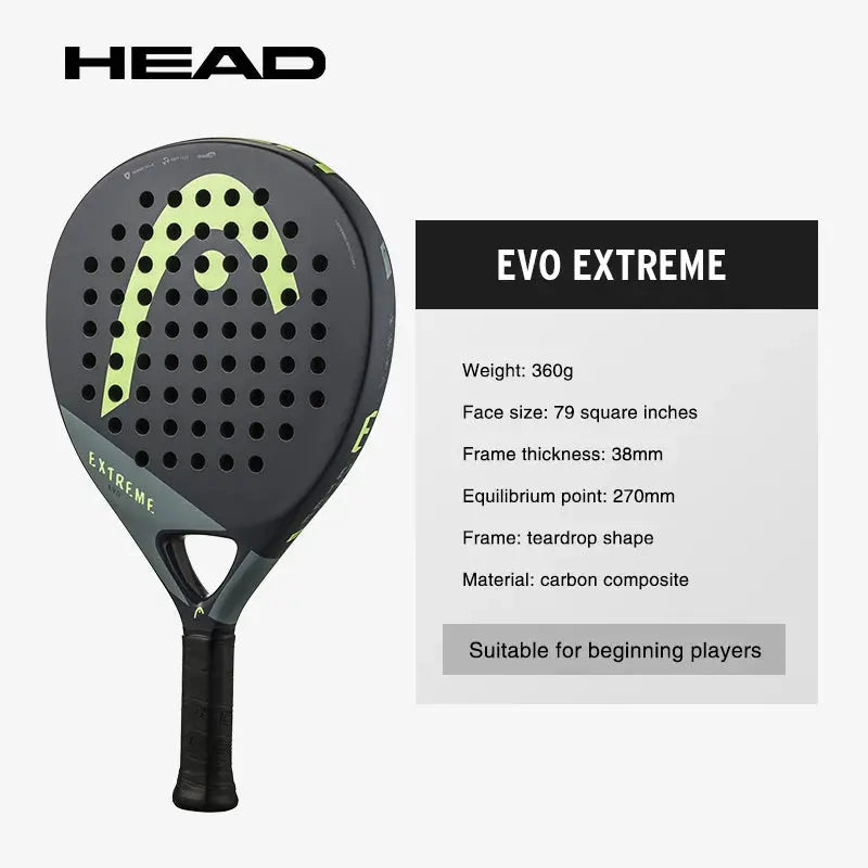 Original HEAD Lightweight Beach Tennis Racket with Wide Face and Comfortable Grip Full Carbon Beach Sports Board Tennis Racquet IPSILONE