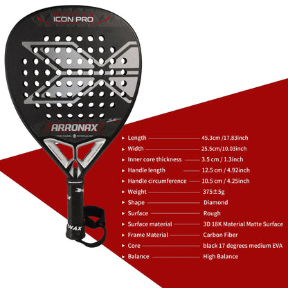 Arronax  Padel Tennis Racket , 12k Carbon Fiber, EVA Rackets ARRONAX