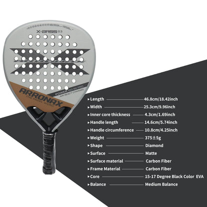 Arronax  Padel Tennis Racket , 12k Carbon Fiber, EVA Rackets ARRONAX